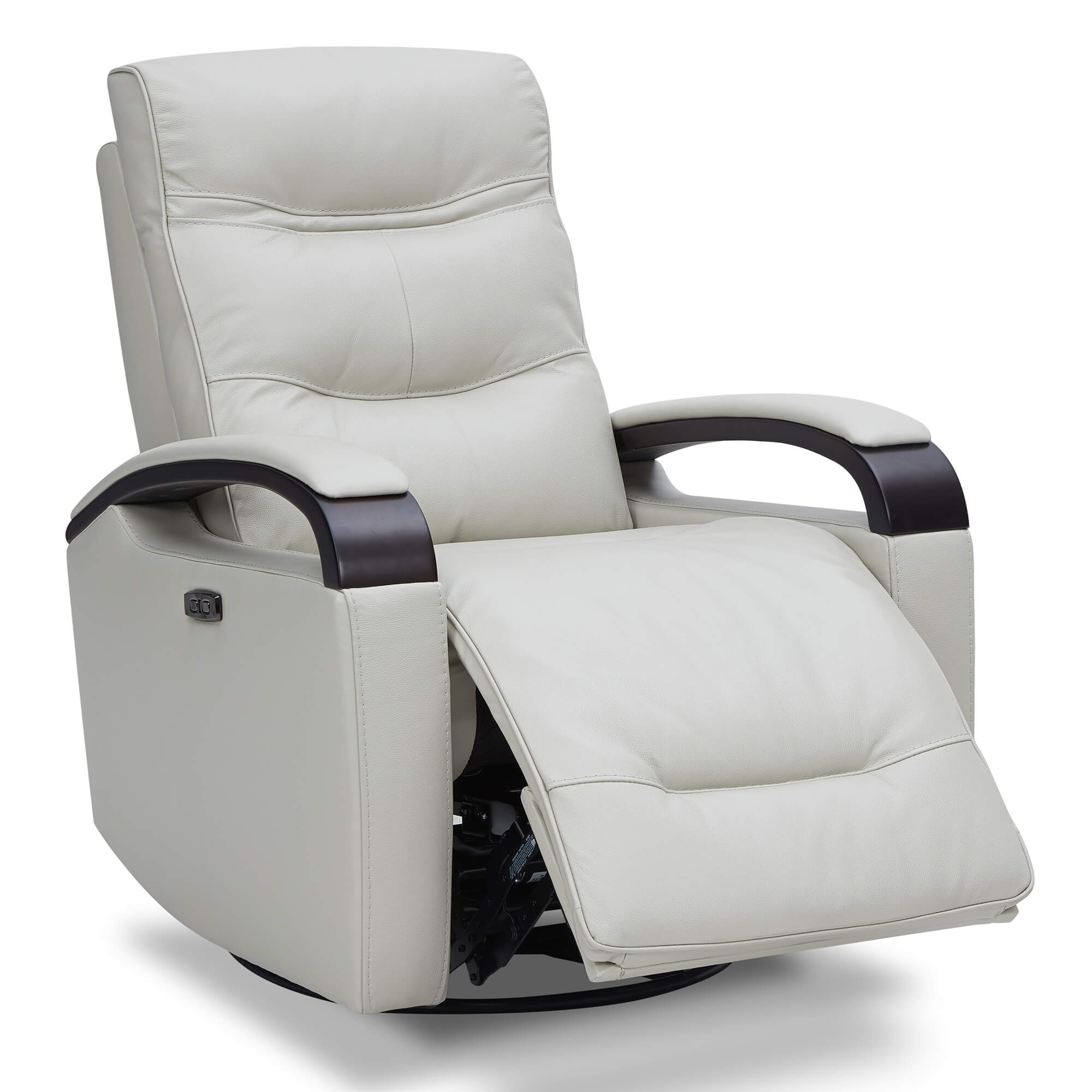 Gentry Leather Power Swivel Glider Recliner with Charging Port