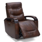 Gentry Leather Power Swivel Glider Recliner with Charging Port