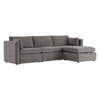Delaney 4-Seat Modular Sofa Chaise with Storage Ottoman