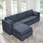 Delaney 4-Seat Modular Sofa Chaise with Storage Ottoman