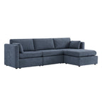 Delaney 4-Seat Modular Sofa Chaise with Storage Ottoman