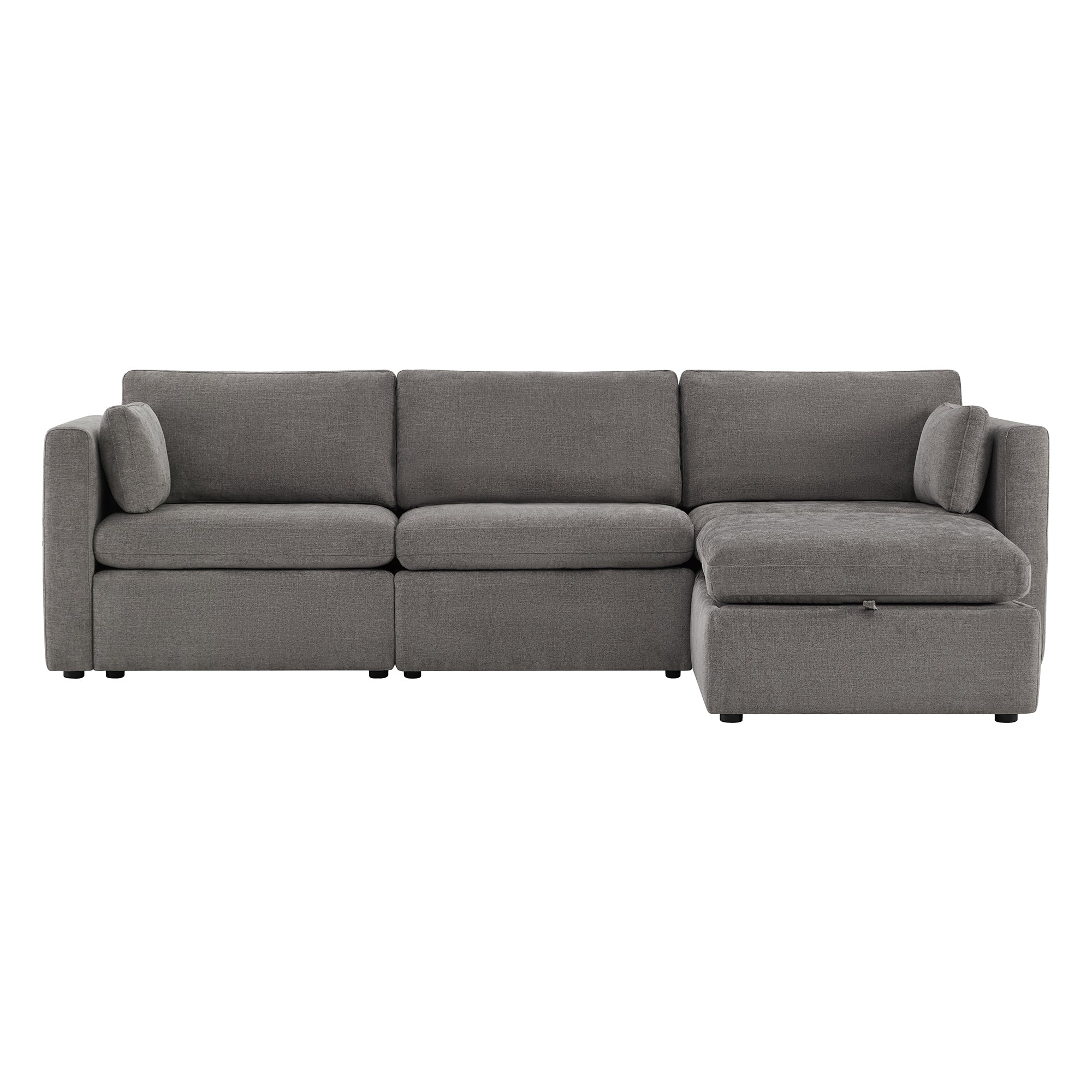 Delaney 4-Seat Modular Sofa Chaise with Storage Ottoman
