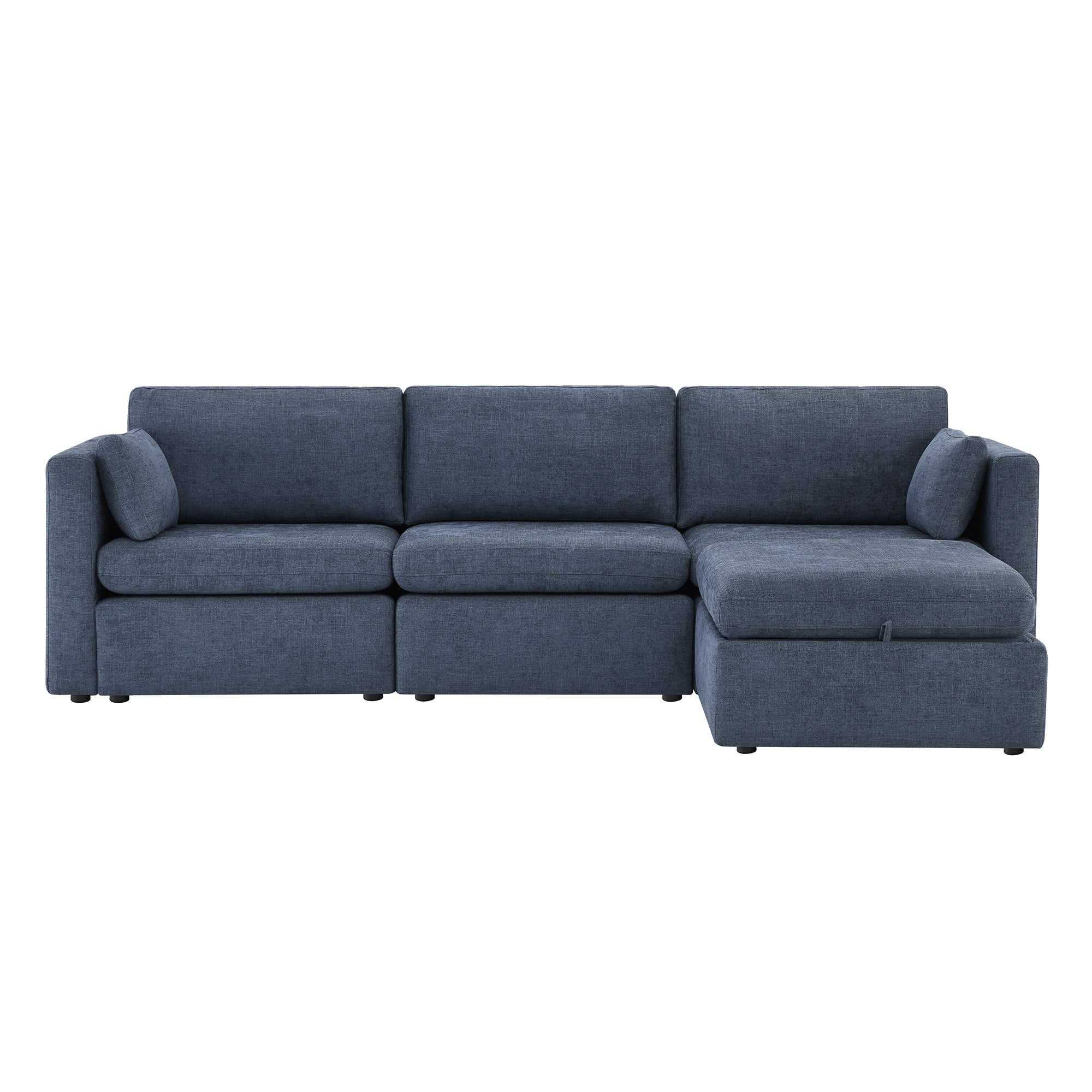 Delaney 4-Seat Modular Sofa Chaise with Storage Ottoman