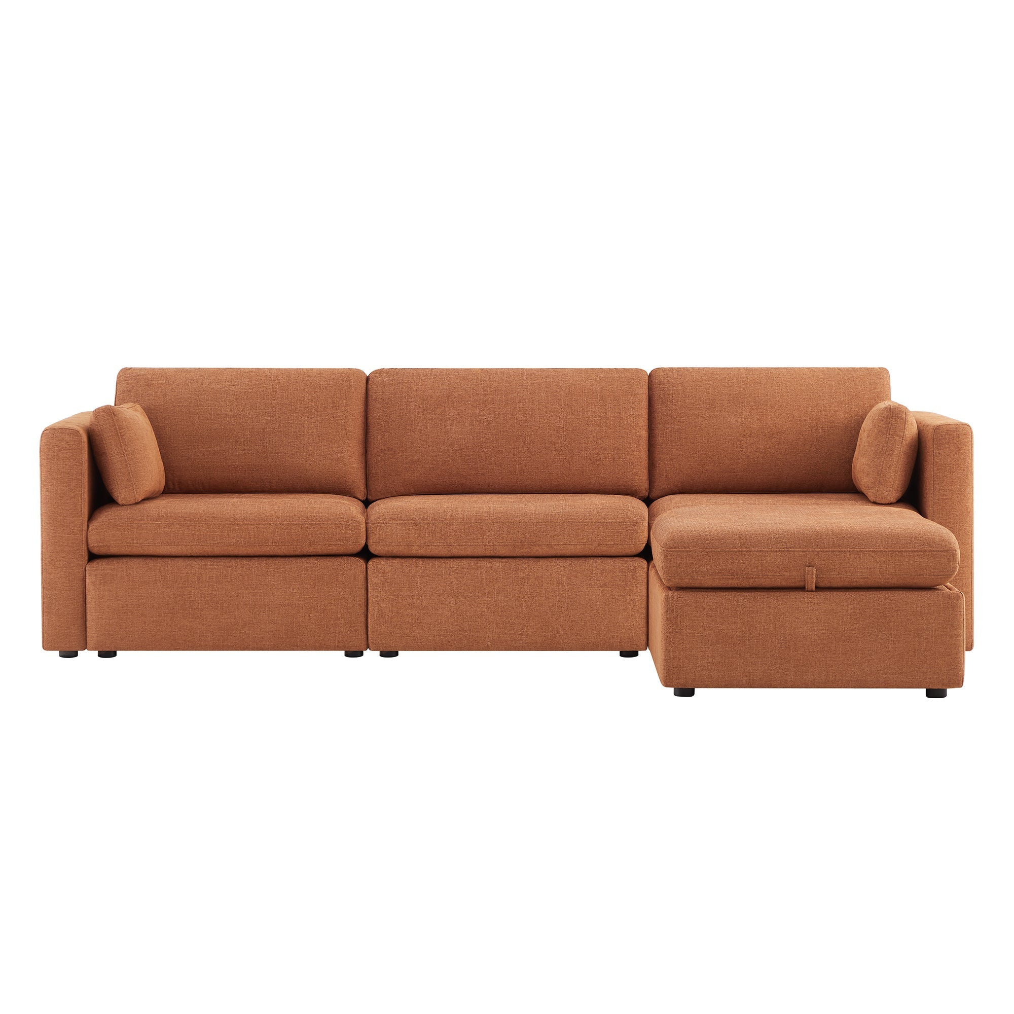 Delaney 4-Seat Modular Sofa Chaise with Storage Ottoman