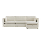 Delaney 4-Seat Modular Sofa Chaise with Storage Ottoman
