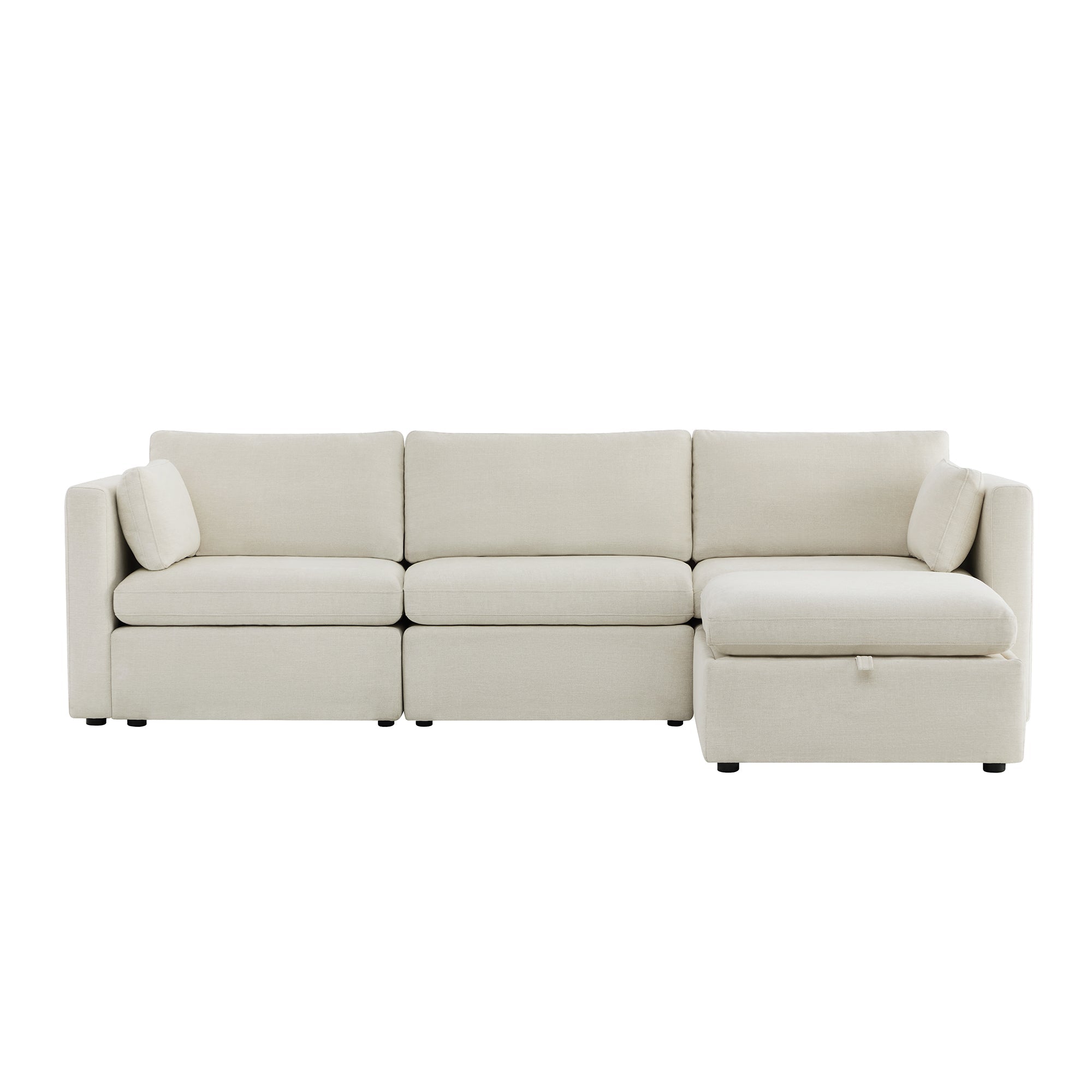 Delaney 4-Seat Modular Sofa Chaise with Storage Ottoman