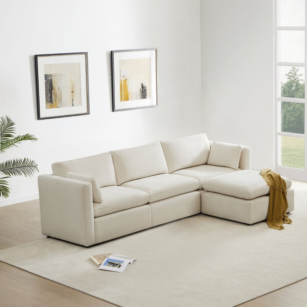 Delaney 4-Seat Modular Sofa Chaise with Storage Ottoman