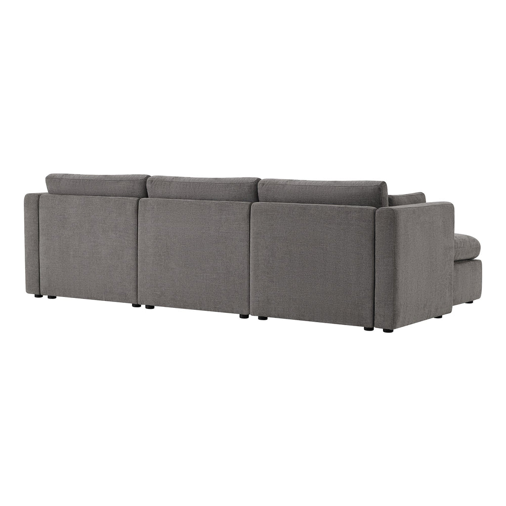 Delaney 4-Seat Modular Sofa Chaise with Storage Ottoman