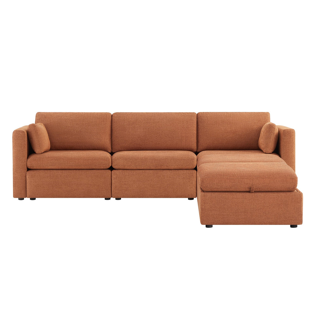 Delaney 5-Seat Modular Sofa Chaise with Storage Ottomans