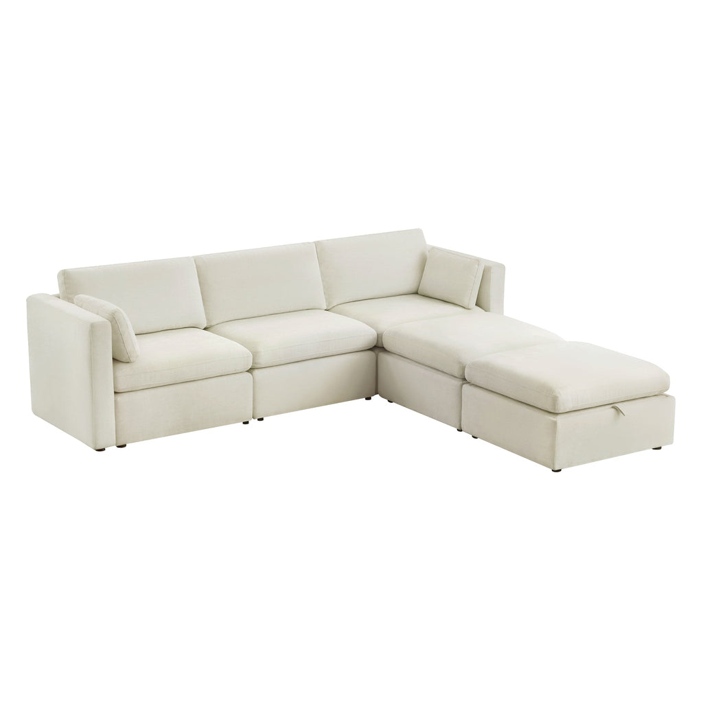 Delaney 5-Seat Modular Sofa Chaise with Storage Ottomans