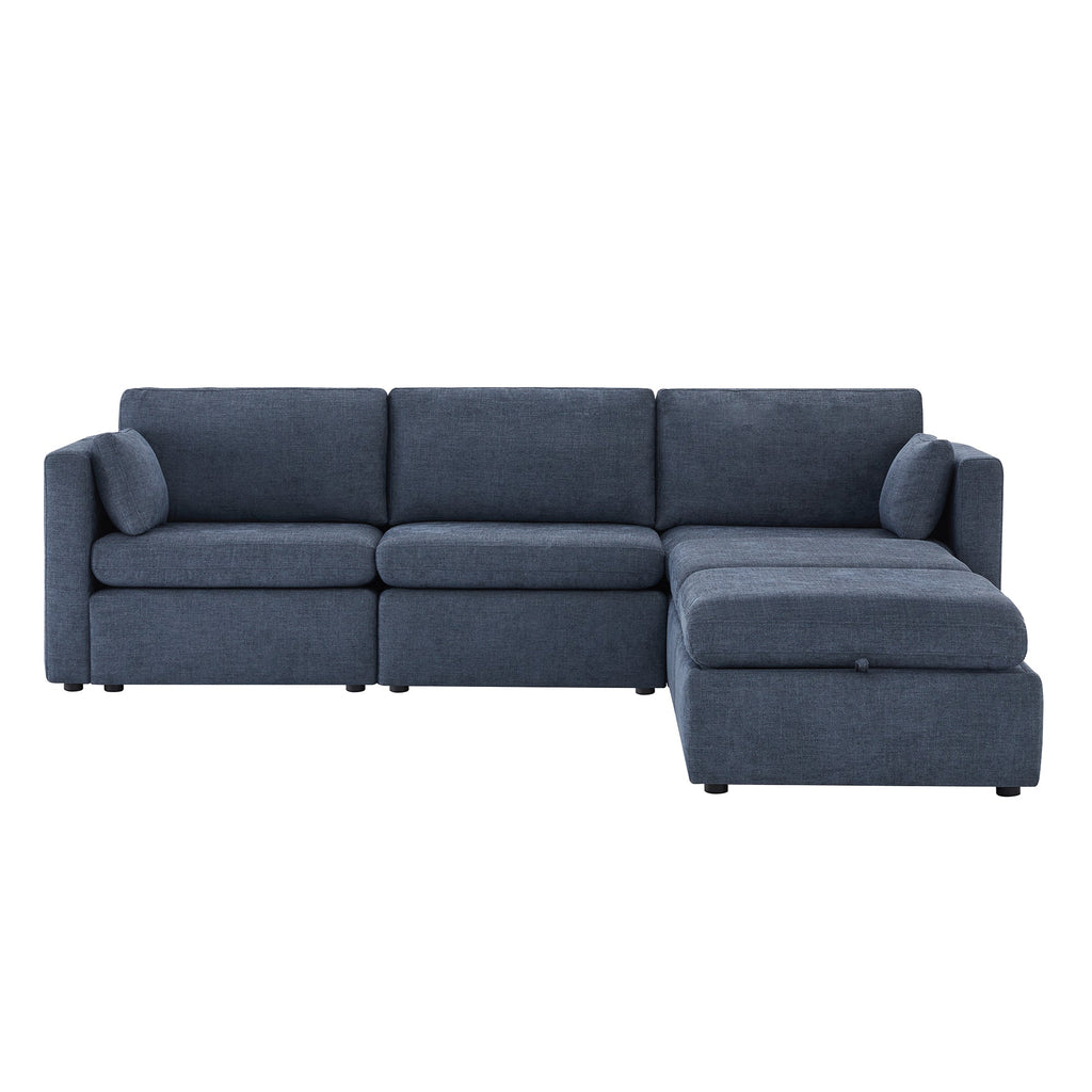 Delaney 5-Seat Modular Sofa Chaise with Storage Ottomans