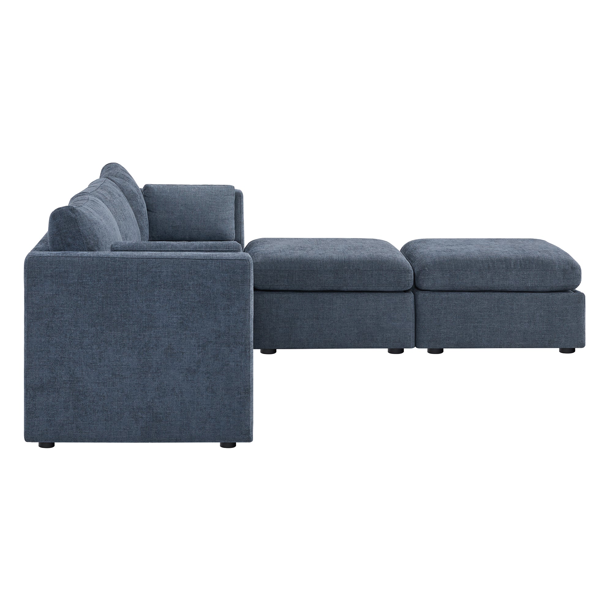 Delaney 5-Seat Modular Sofa Chaise with Storage Ottomans