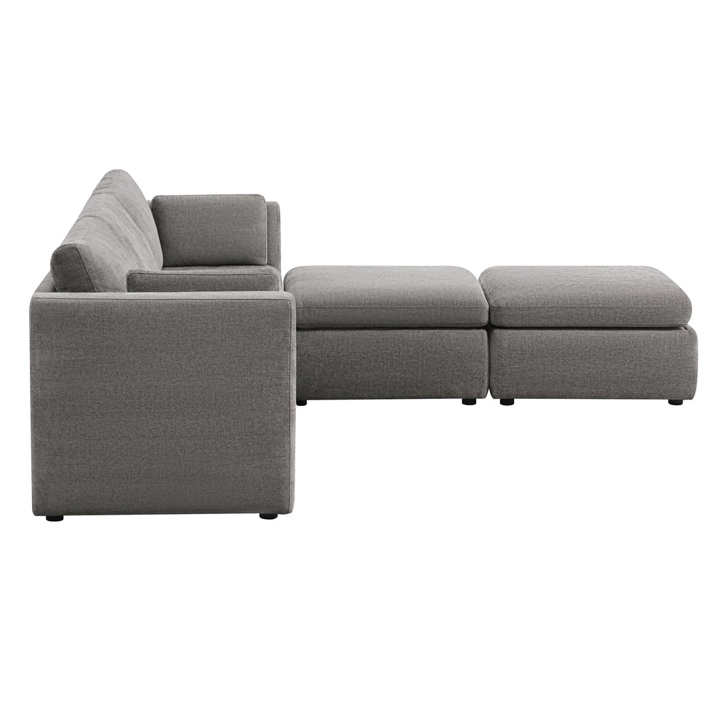 Delaney 5-Seat Modular Sofa Chaise with Storage Ottomans