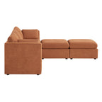 Delaney 5-Seat Modular Sofa Chaise with Storage Ottomans