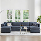 Delaney 6-Seat Modular Sofa Chaise with Storage Ottomans