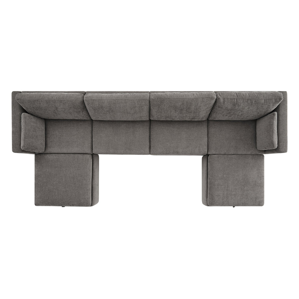 Delaney 6-Seat Modular Sofa Chaise with Storage Ottomans