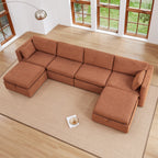Delaney 6-Seat Modular Sofa Chaise with Storage Ottomans