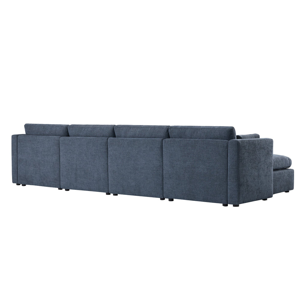 Delaney 6-Seat Modular Sofa Chaise with Storage Ottomans