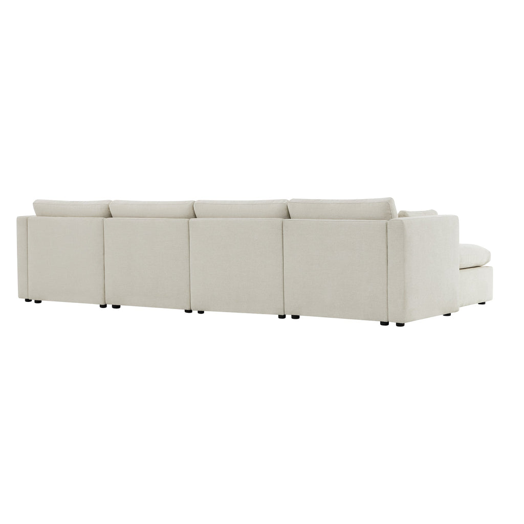Delaney 6-Seat Modular Sofa Chaise with Storage Ottomans
