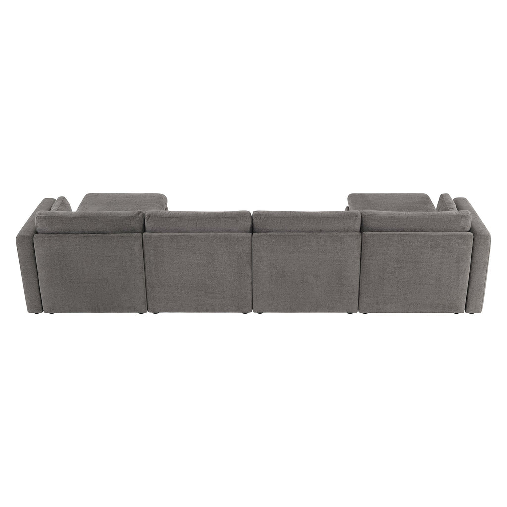 Delaney 6-Seat Modular Sofa Chaise with Storage Ottomans