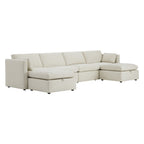 Delaney 6-Seat Modular Sofa Chaise with Storage Ottomans