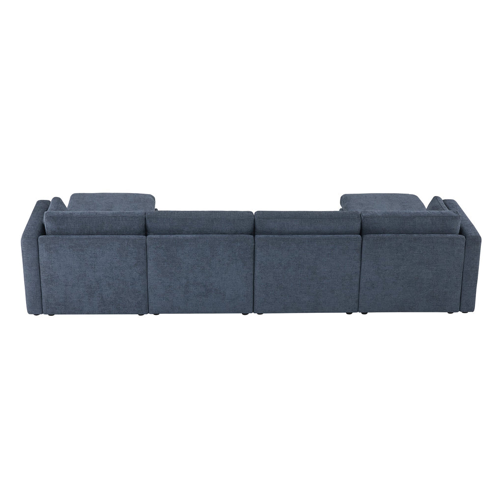Delaney 6-Seat Modular Sofa Chaise with Storage Ottomans