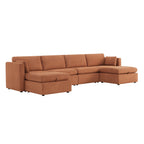 Delaney 6-Seat Modular Sofa Chaise with Storage Ottomans