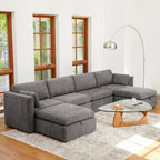 Delaney 6-Seat Modular Sofa Chaise with Storage Ottomans