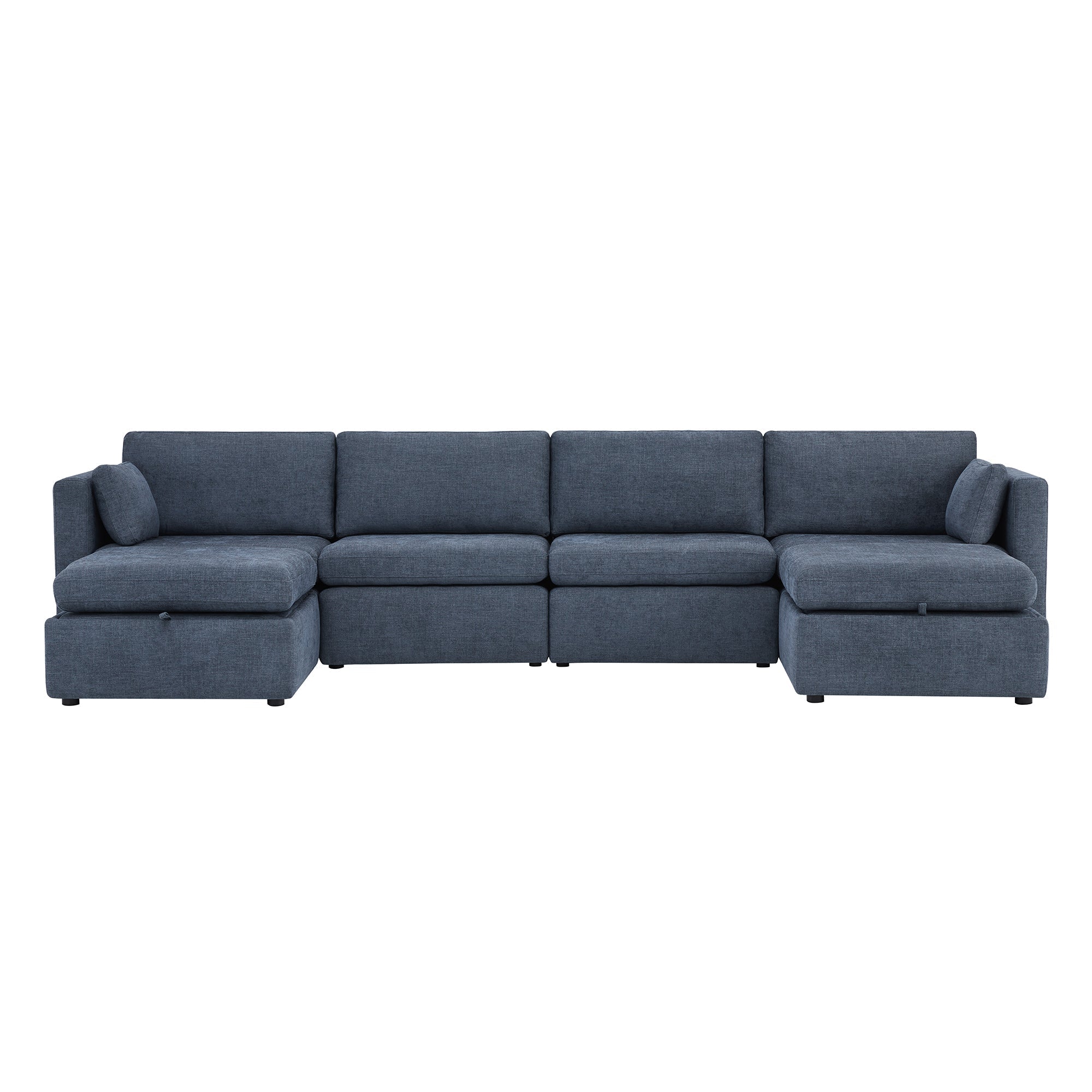 Delaney 6-Seat Modular Sofa Chaise with Storage Ottomans