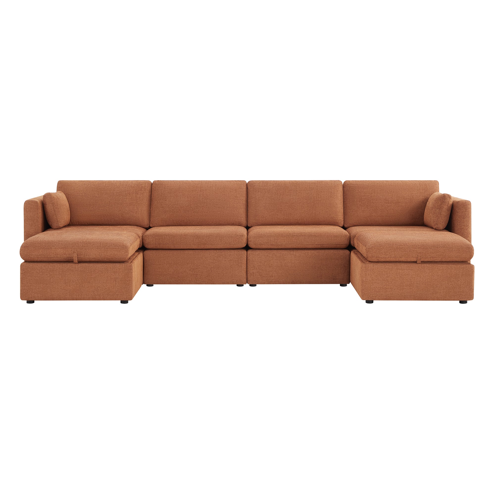 Delaney 6-Seat Modular Sofa Chaise with Storage Ottomans